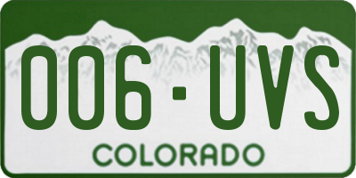 CO license plate 006UVS