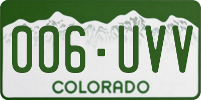 CO license plate 006UVV