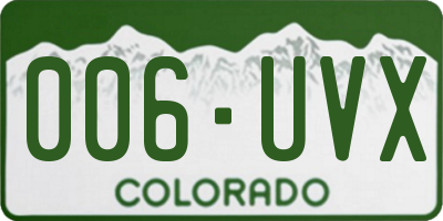 CO license plate 006UVX