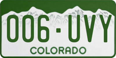 CO license plate 006UVY