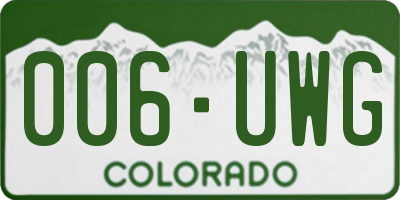 CO license plate 006UWG