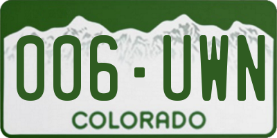 CO license plate 006UWN