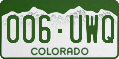 CO license plate 006UWQ
