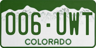 CO license plate 006UWT