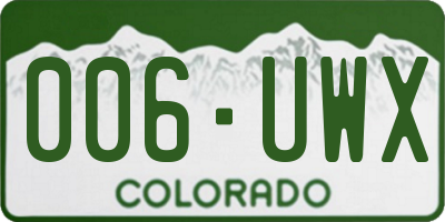 CO license plate 006UWX