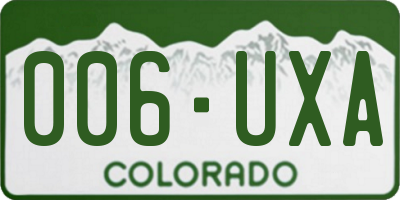 CO license plate 006UXA