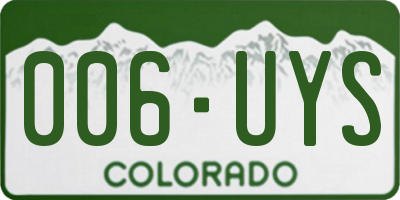 CO license plate 006UYS