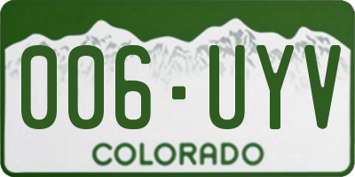 CO license plate 006UYV