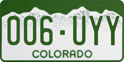 CO license plate 006UYY