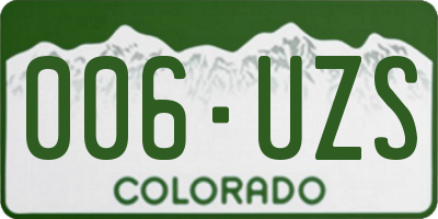 CO license plate 006UZS