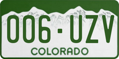 CO license plate 006UZV
