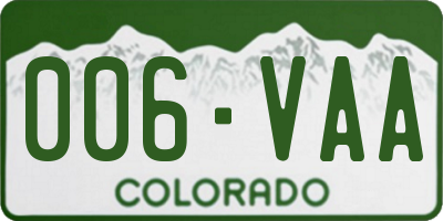 CO license plate 006VAA