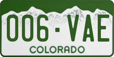 CO license plate 006VAE