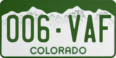 CO license plate 006VAF