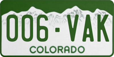 CO license plate 006VAK