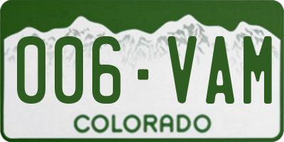 CO license plate 006VAM