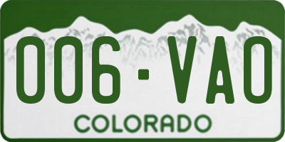 CO license plate 006VAO