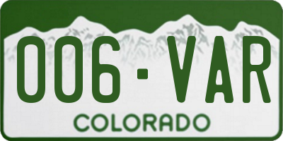 CO license plate 006VAR