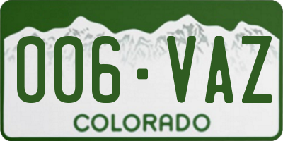 CO license plate 006VAZ