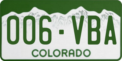 CO license plate 006VBA