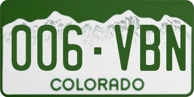 CO license plate 006VBN