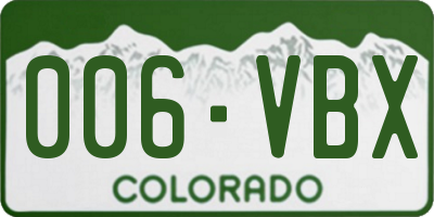CO license plate 006VBX