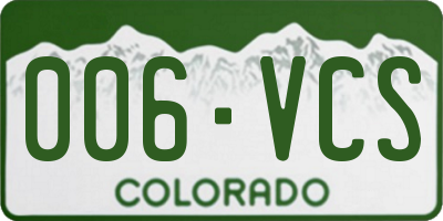 CO license plate 006VCS