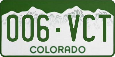 CO license plate 006VCT