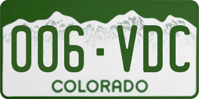 CO license plate 006VDC