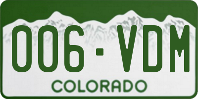 CO license plate 006VDM