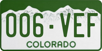 CO license plate 006VEF
