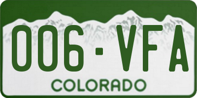 CO license plate 006VFA