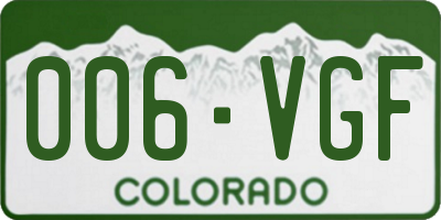 CO license plate 006VGF