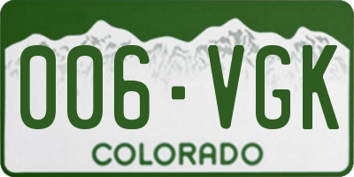 CO license plate 006VGK