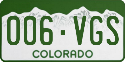 CO license plate 006VGS