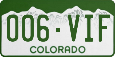 CO license plate 006VIF