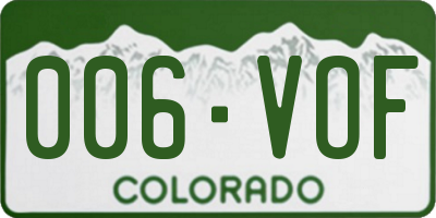 CO license plate 006VOF