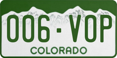 CO license plate 006VOP