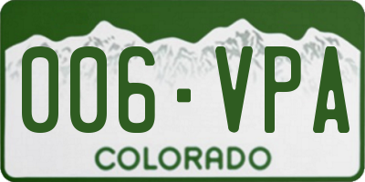 CO license plate 006VPA
