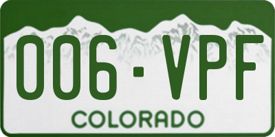 CO license plate 006VPF