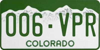 CO license plate 006VPR