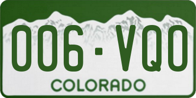 CO license plate 006VQO