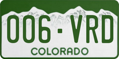 CO license plate 006VRD