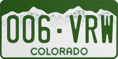CO license plate 006VRW