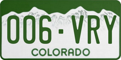 CO license plate 006VRY