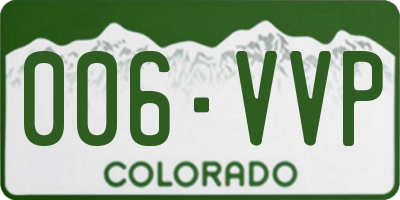 CO license plate 006VVP
