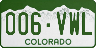 CO license plate 006VWL