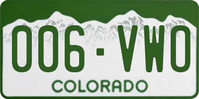 CO license plate 006VWO