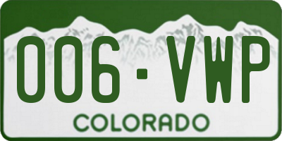 CO license plate 006VWP