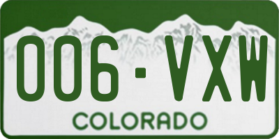 CO license plate 006VXW